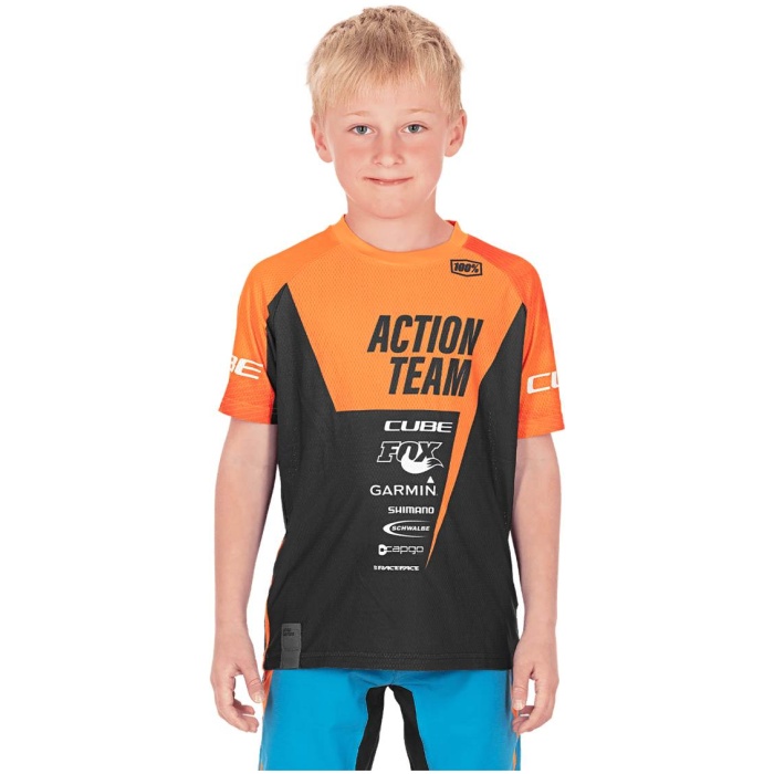 Cube JUNIOR JERSEY S/S X AT ORA/BLK Orange/black