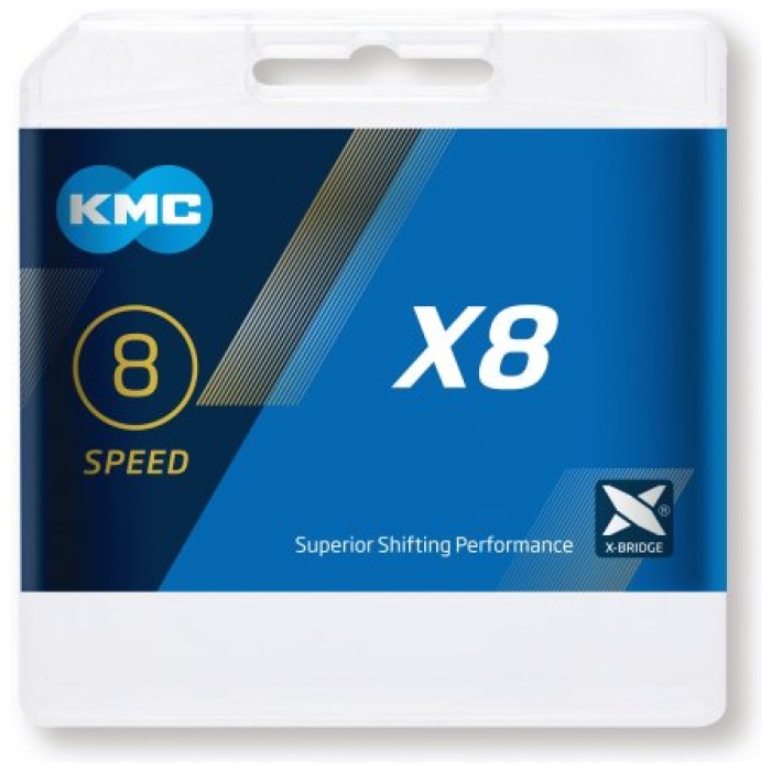 Kmc KETTING 7/8V 3/32 X8 ZI/GRY Zilver/Grijs