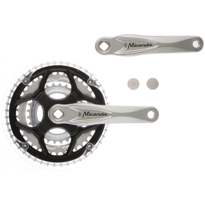Miranda crankset alfa 3 28/38/48t-8mm zilver Zwart