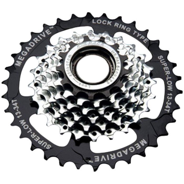 Sunrace freewheel 13-34t 7 speed zinc + edb Zilver|Zwart