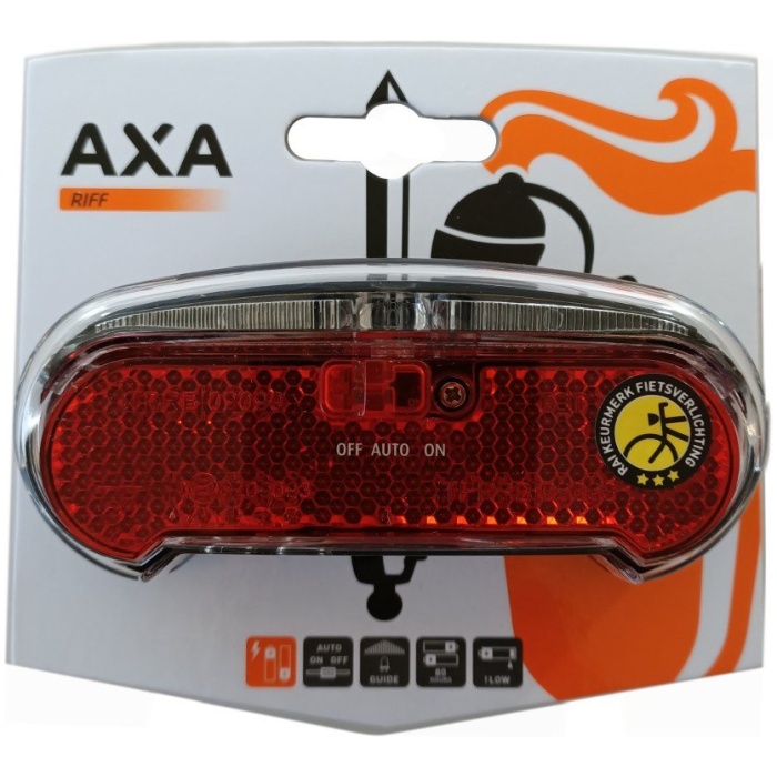 Axa ACHTERLICHT RIFF LED BATT AUT Zwart
