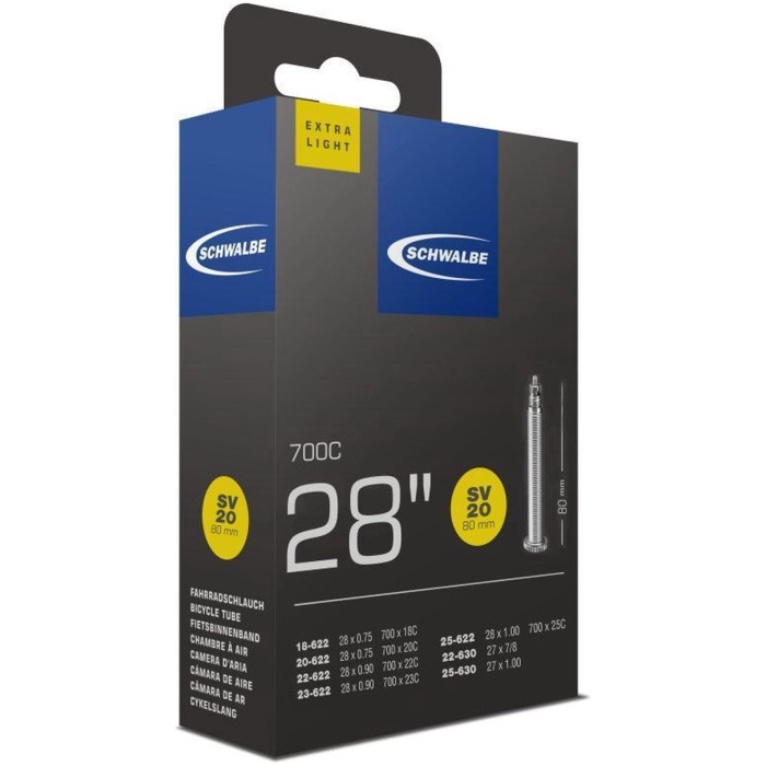 Schwalbe Binnenband SV20 Extra Light 28" / - Zwart - Afbeelding 3