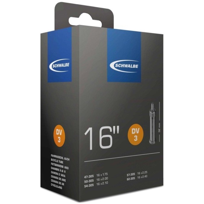 Schwalbe Binnenband DV3 16" / - 32mm ventiel Zwart