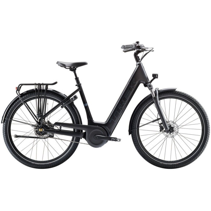 Trek District+ 4 met terugtrap rem ketting, Lowstep TREK BLACK SATIN