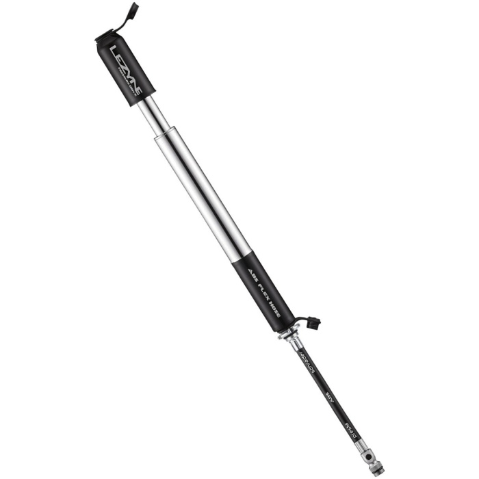 Lezyne PRESSURE DRIVE M - FULL CNC MACHINED, 120psi, ABS FLEX HOSE PRESTA/SHRADER, 216MM LONG BLK/HI GLOSS