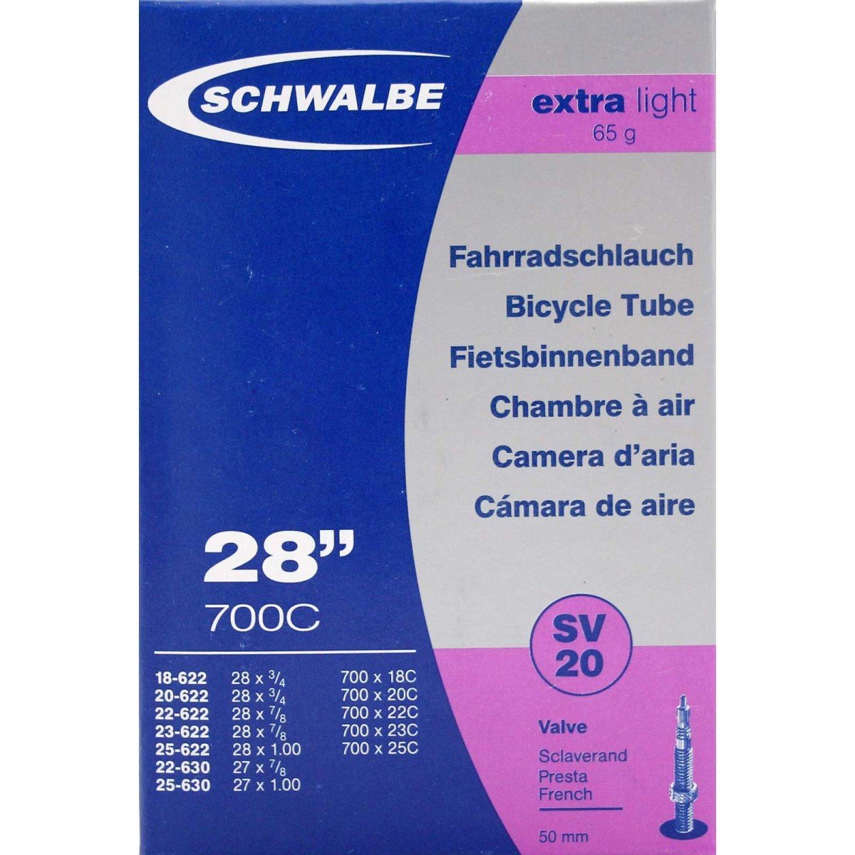Schwalbe BIB SV20 EXTRA 28X/27X1.00 18-622/25-630 Zwart - Afbeelding 3